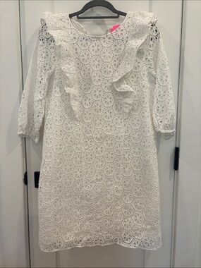 Lilly Pulitzer White Eyelet Ruffle-Trim Dress